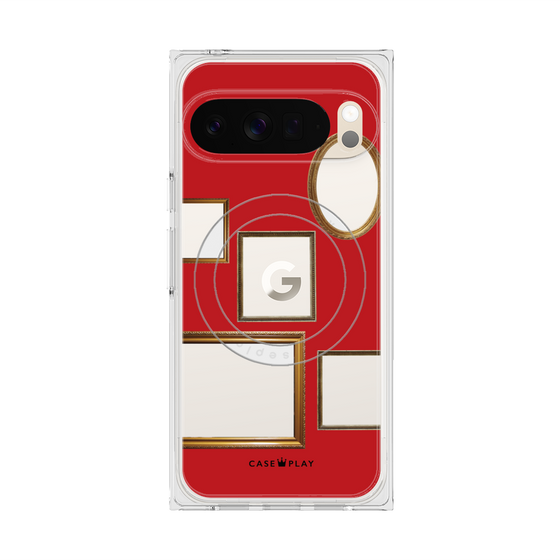プレミアムスクエアケース with Pixelsnap［ Photo Frames - Red ］