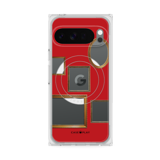 プレミアムスクエアケース with Pixelsnap［ Photo Frames - Red ］