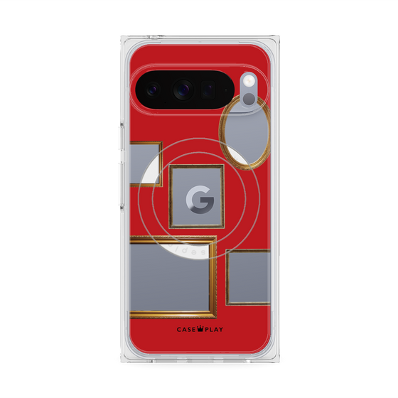 プレミアムスクエアケース with Pixelsnap［ Photo Frames - Red ］