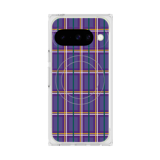 プレミアムスクエアケース with Pixelsnap［ Tartan Check - Purple ］