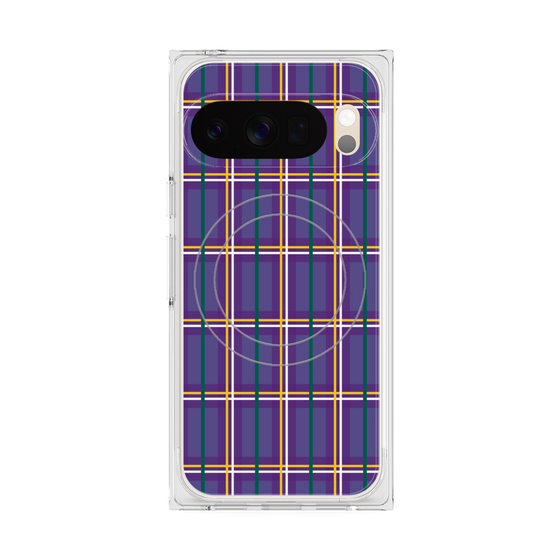 プレミアムスクエアケース with Pixelsnap［ Tartan Check - Purple ］