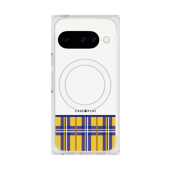 プレミアムスクエアケース with Pixelsnap［ CASEPLAY Tartan Check - Yellow ］