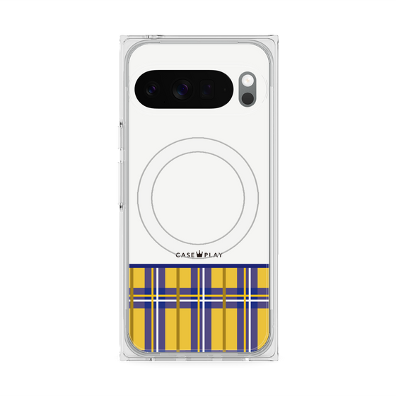 プレミアムスクエアケース with Pixelsnap［ CASEPLAY Tartan Check - Yellow ］