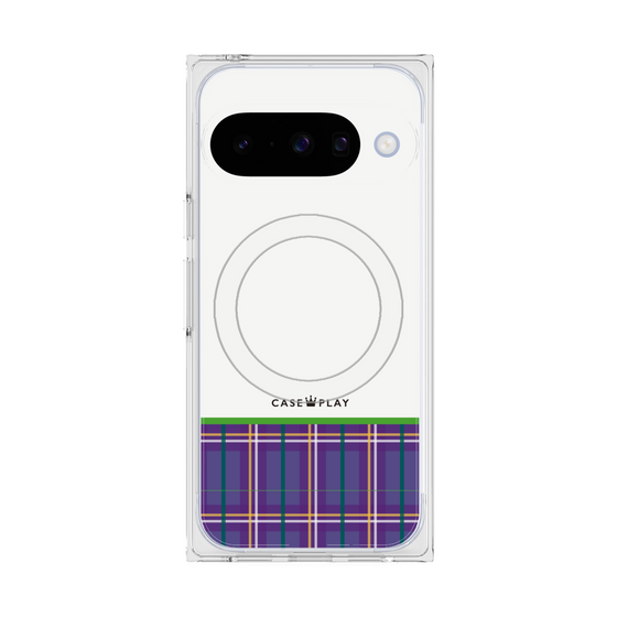 プレミアムスクエアケース with Pixelsnap［ CASEPLAY Tartan Check - Purple ］