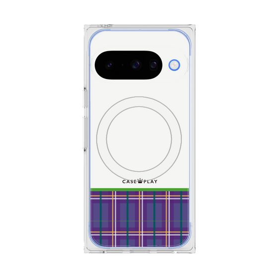 プレミアムスクエアケース with Pixelsnap［ CASEPLAY Tartan Check - Purple ］
