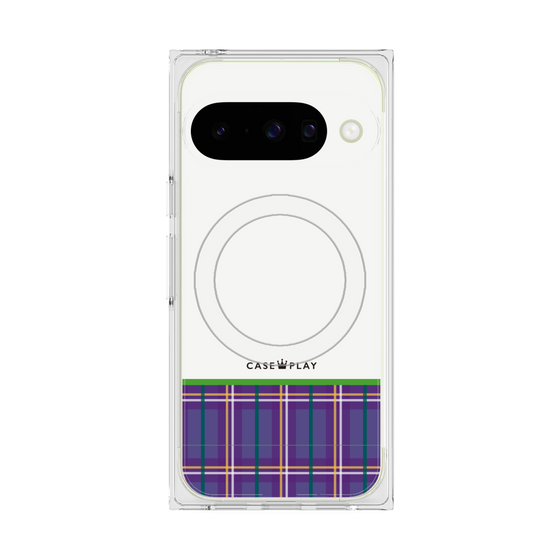 プレミアムスクエアケース with Pixelsnap［ CASEPLAY Tartan Check - Purple ］