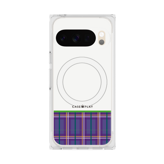 プレミアムスクエアケース with Pixelsnap［ CASEPLAY Tartan Check - Purple ］
