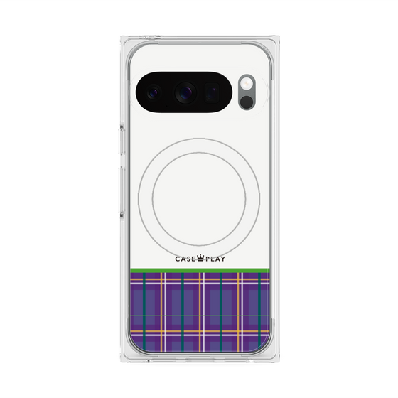 プレミアムスクエアケース with Pixelsnap［ CASEPLAY Tartan Check - Purple ］