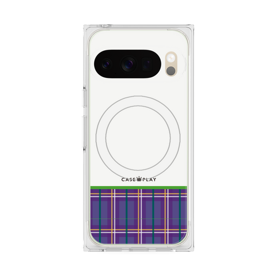 プレミアムスクエアケース with Pixelsnap［ CASEPLAY Tartan Check - Purple ］