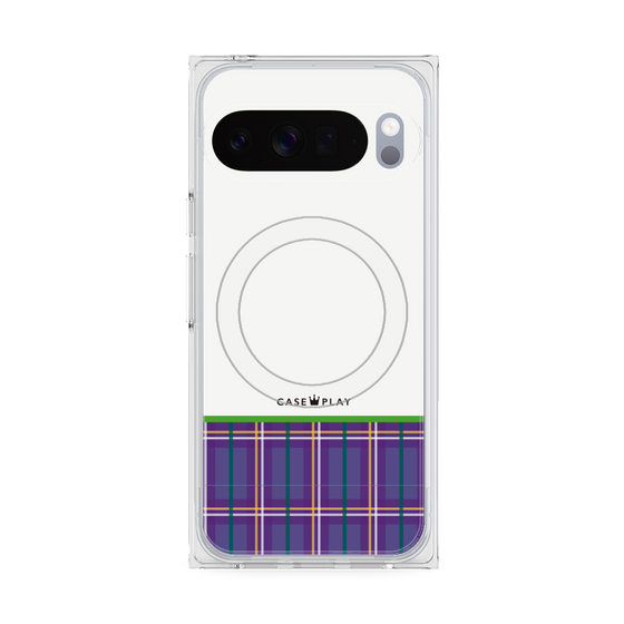 プレミアムスクエアケース with Pixelsnap［ CASEPLAY Tartan Check - Purple ］