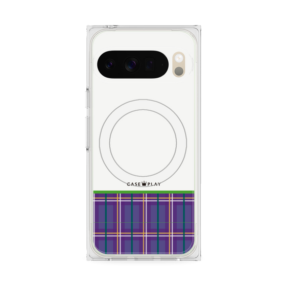 プレミアムスクエアケース with Pixelsnap［ CASEPLAY Tartan Check - Purple ］