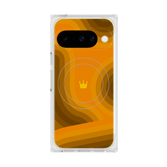 プレミアムスクエアケース with Pixelsnap［ CASEPLAY Winding Pattern - Orange ］