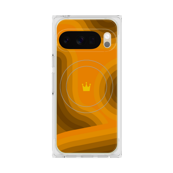 プレミアムスクエアケース with Pixelsnap［ CASEPLAY Winding Pattern - Orange ］