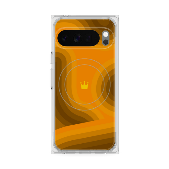 プレミアムスクエアケース with Pixelsnap［ CASEPLAY Winding Pattern - Orange ］