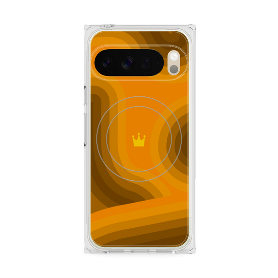 プレミアムスクエアケース with Pixelsnap［ CASEPLAY Winding Pattern - Orange ］