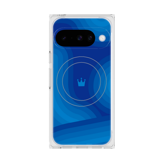 プレミアムスクエアケース with Pixelsnap［ CASEPLAY Winding Pattern - Blue ］