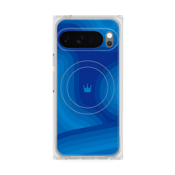 プレミアムスクエアケース with Pixelsnap［ CASEPLAY Winding Pattern - Blue ］