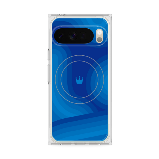 プレミアムスクエアケース with Pixelsnap［ CASEPLAY Winding Pattern - Blue ］