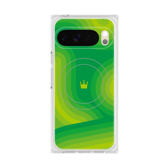 プレミアムスクエアケース with Pixelsnap［ CASEPLAY Winding Pattern - Green ］