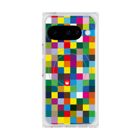 プレミアムスクエアケース with Pixelsnap［ CASEPLAY Rainbow Check ］