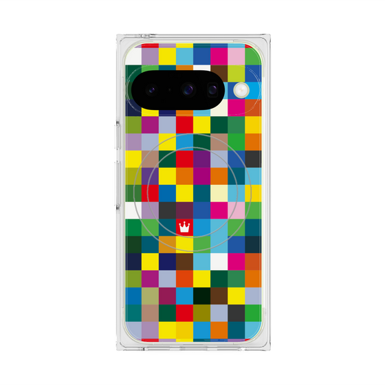 プレミアムスクエアケース with Pixelsnap［ CASEPLAY Rainbow Check ］