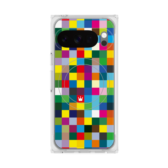 プレミアムスクエアケース with Pixelsnap［ CASEPLAY Rainbow Check ］