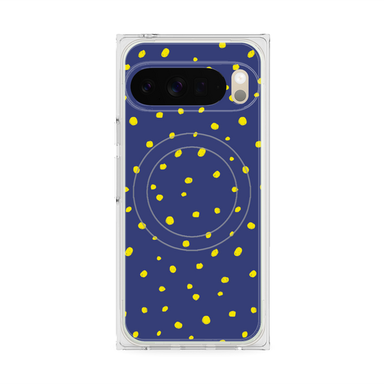 プレミアムスクエアケース with Pixelsnap［ Drawing Dot - Navy ］