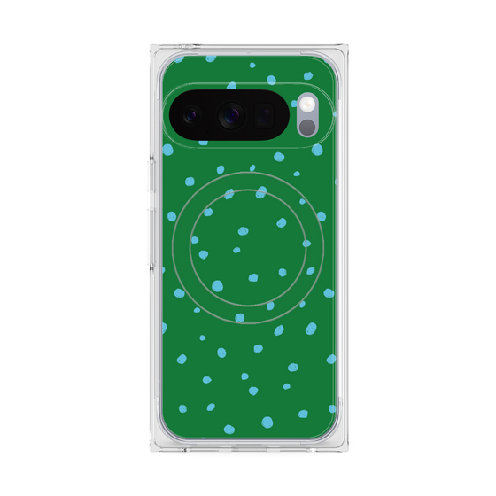 プレミアムスクエアケース with Pixelsnap［ Drawing Dot - Green ］