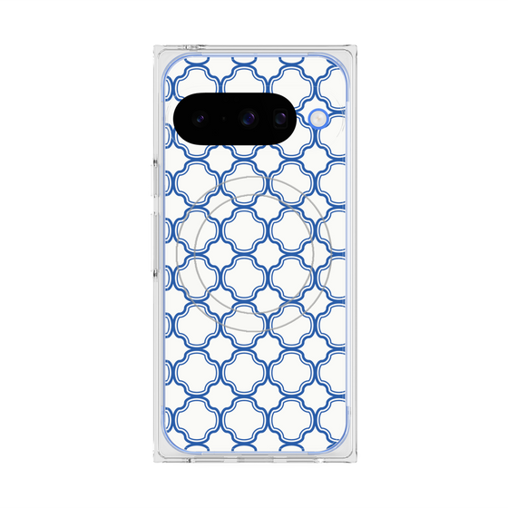プレミアムスクエアケース with Pixelsnap［ Moroccan3 - Blue ］