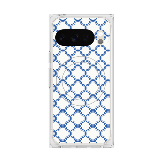 プレミアムスクエアケース with Pixelsnap［ Moroccan3 - Blue ］