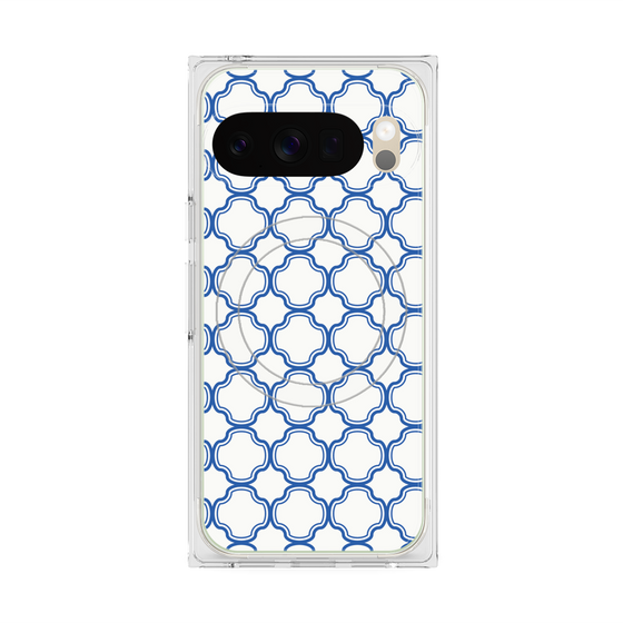 プレミアムスクエアケース with Pixelsnap［ Moroccan3 - Blue ］