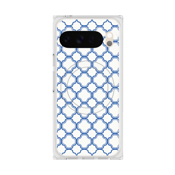 プレミアムスクエアケース with Pixelsnap［ Moroccan3 - Blue ］