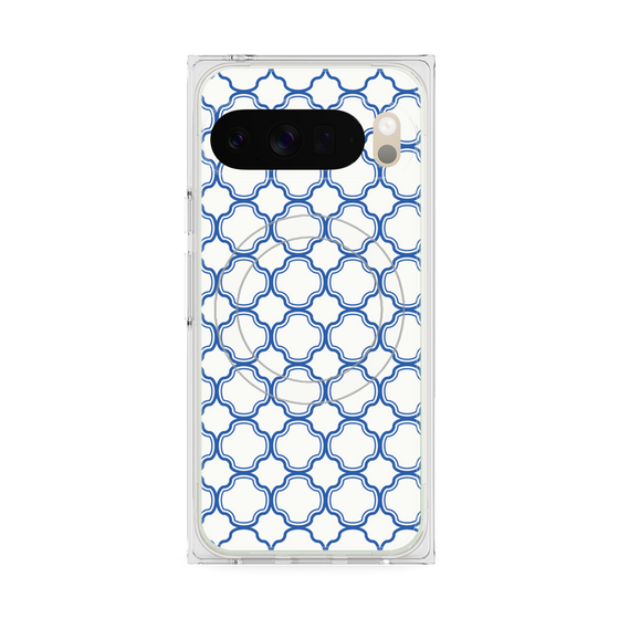 プレミアムスクエアケース with Pixelsnap［ Moroccan3 - Blue ］