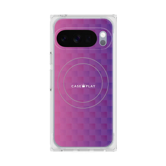 プレミアムスクエアケース with Pixelsnap［ CASEPLAY Check - Purple ］
