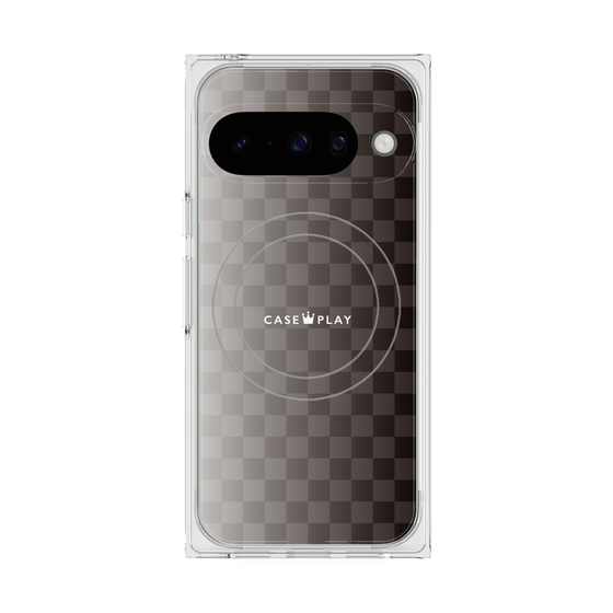 プレミアムスクエアケース with Pixelsnap［ CASEPLAY Check - Black ］