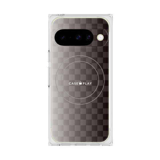 プレミアムスクエアケース with Pixelsnap［ CASEPLAY Check - Black ］