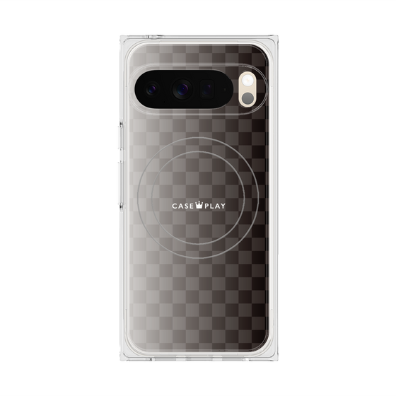 プレミアムスクエアケース with Pixelsnap［ CASEPLAY Check - Black ］