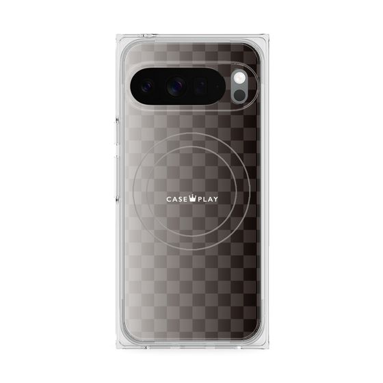 プレミアムスクエアケース with Pixelsnap［ CASEPLAY Check - Black ］