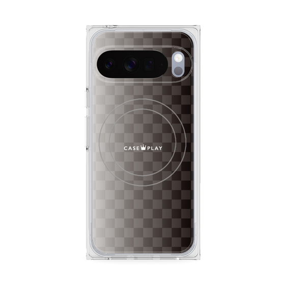 プレミアムスクエアケース with Pixelsnap［ CASEPLAY Check - Black ］