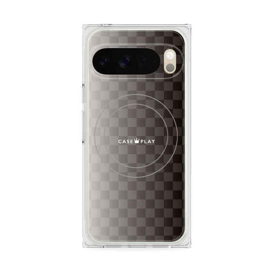 プレミアムスクエアケース with Pixelsnap［ CASEPLAY Check - Black ］