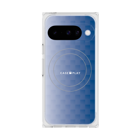 プレミアムスクエアケース with Pixelsnap［ CASEPLAY Check - Blue ］