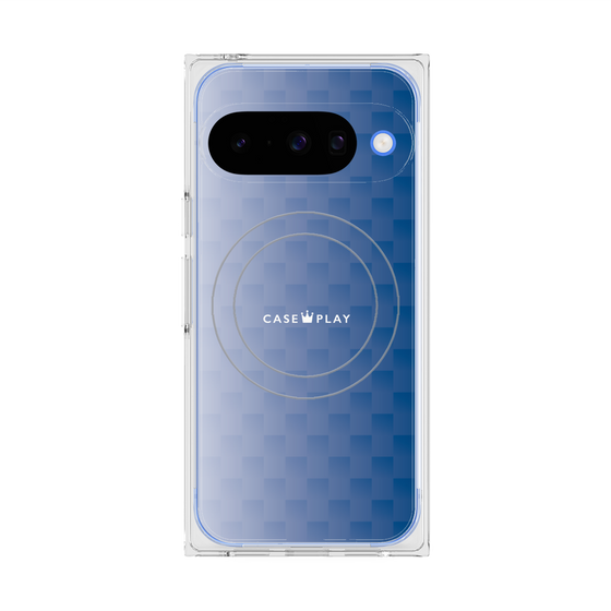 プレミアムスクエアケース with Pixelsnap［ CASEPLAY Check - Blue ］