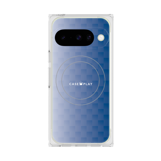プレミアムスクエアケース with Pixelsnap［ CASEPLAY Check - Blue ］