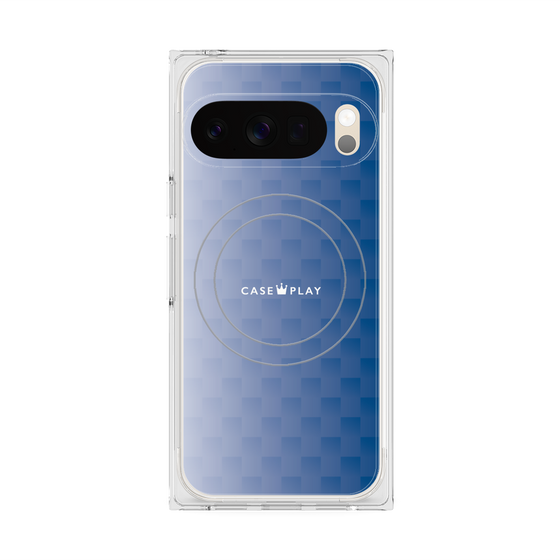 プレミアムスクエアケース with Pixelsnap［ CASEPLAY Check - Blue ］
