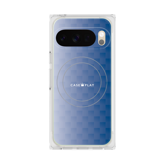プレミアムスクエアケース with Pixelsnap［ CASEPLAY Check - Blue ］