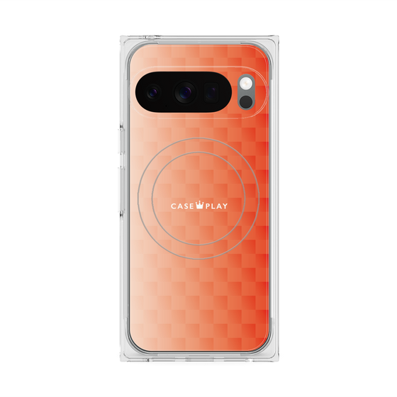 プレミアムスクエアケース with Pixelsnap［ CASEPLAY Check - Orange ］