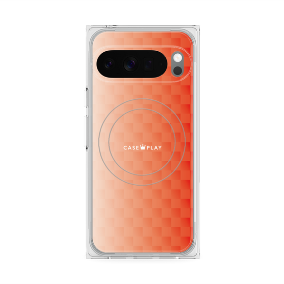 プレミアムスクエアケース with Pixelsnap［ CASEPLAY Check - Orange ］