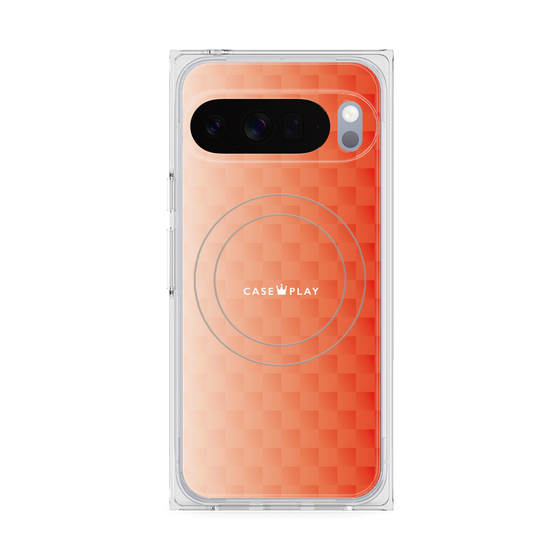 プレミアムスクエアケース with Pixelsnap［ CASEPLAY Check - Orange ］