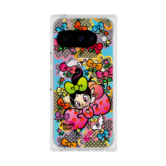 プレミアムスクエアケース with Pixelsnap［ アクビガール - フラワーリボン ］