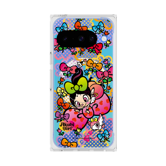 プレミアムスクエアケース with Pixelsnap［ アクビガール - フラワーリボン ］